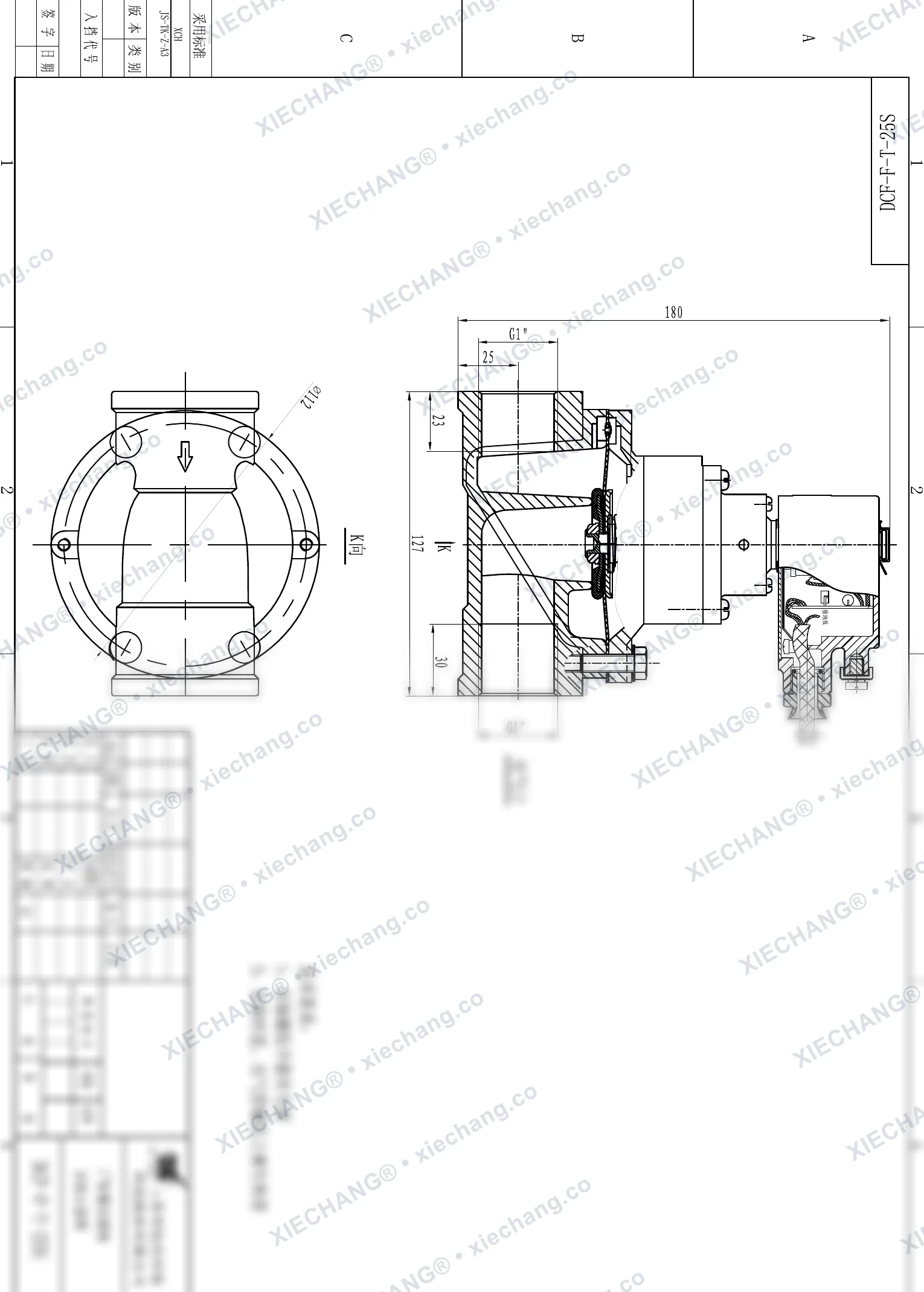 DCF-F-T-25S · 1" (DN25) · прямоточный взрывозащищённый импульсный клапан — Монтажный чертёж
