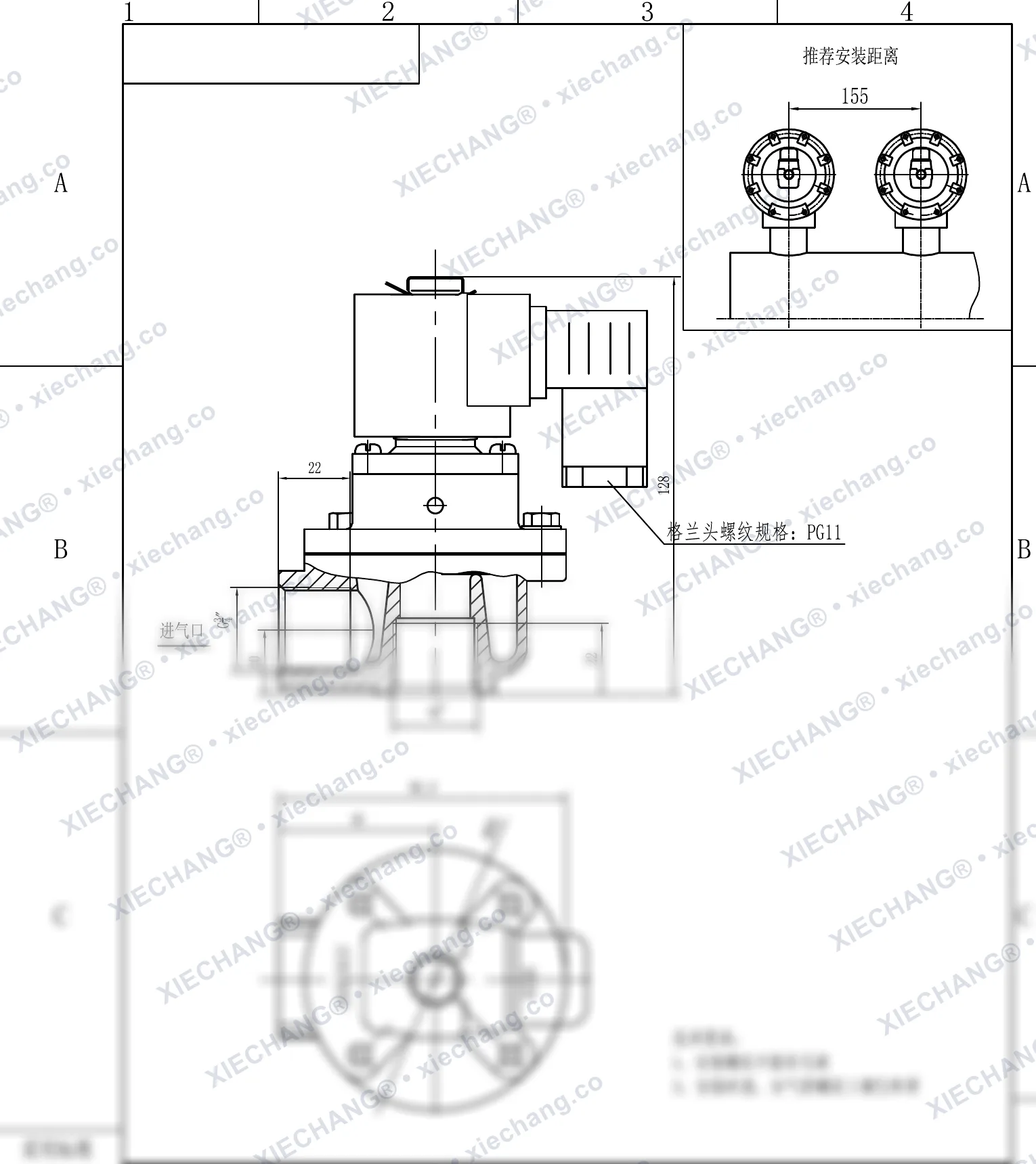 DCF-Z-20 · 3/4" · угловой импульсный клапан — Монтажный чертёж